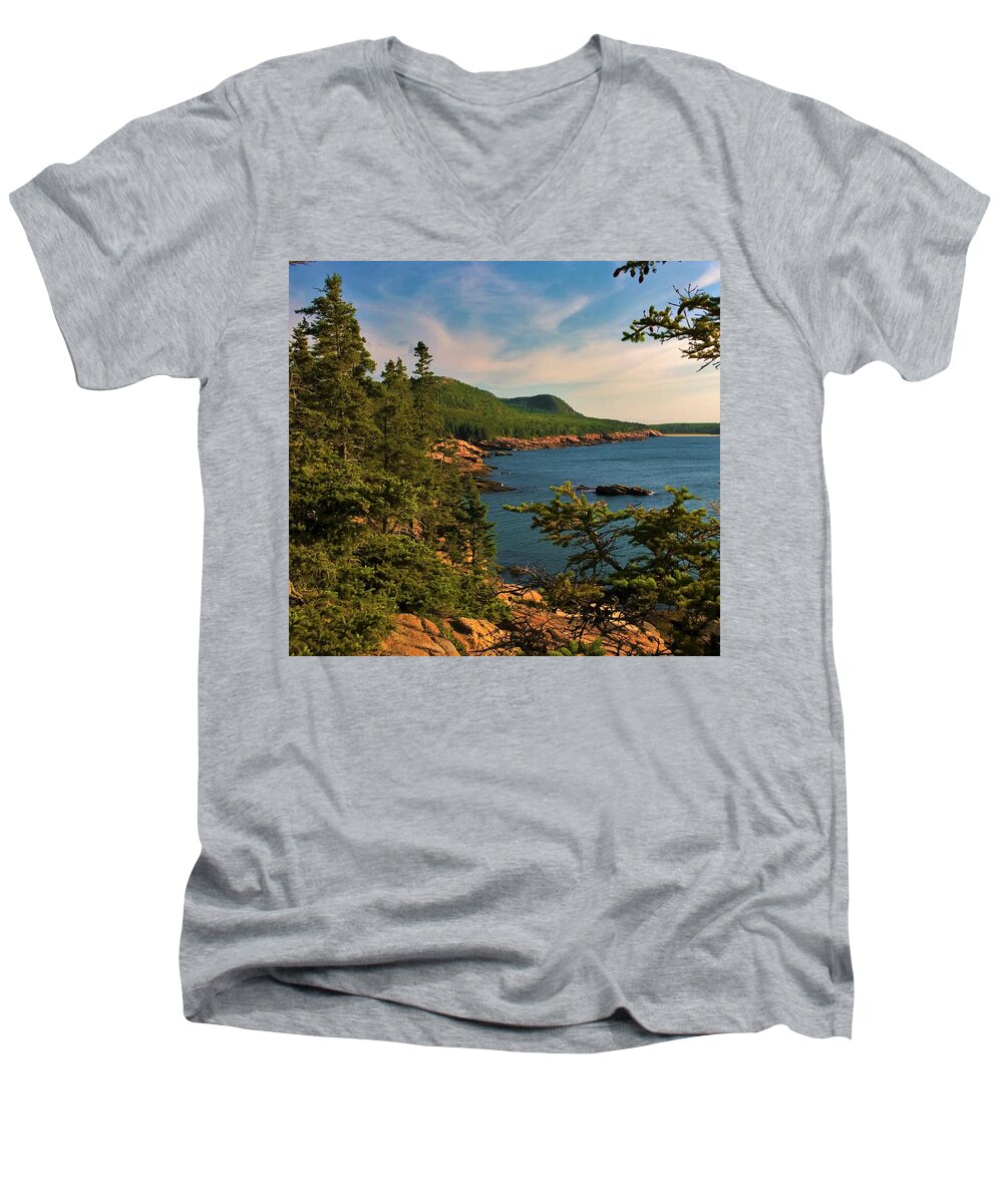 Otter Point Men's V-Neck T-Shirt featuring the photograph Acadia by Lisa Dunn