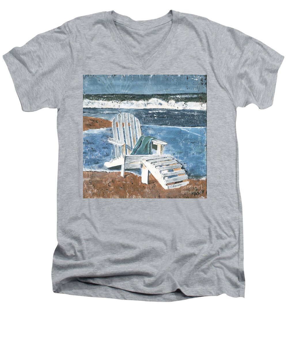 Adirondack Chair Men's V-Neck T-Shirt featuring the painting Adirondack Chair by Debbie DeWitt