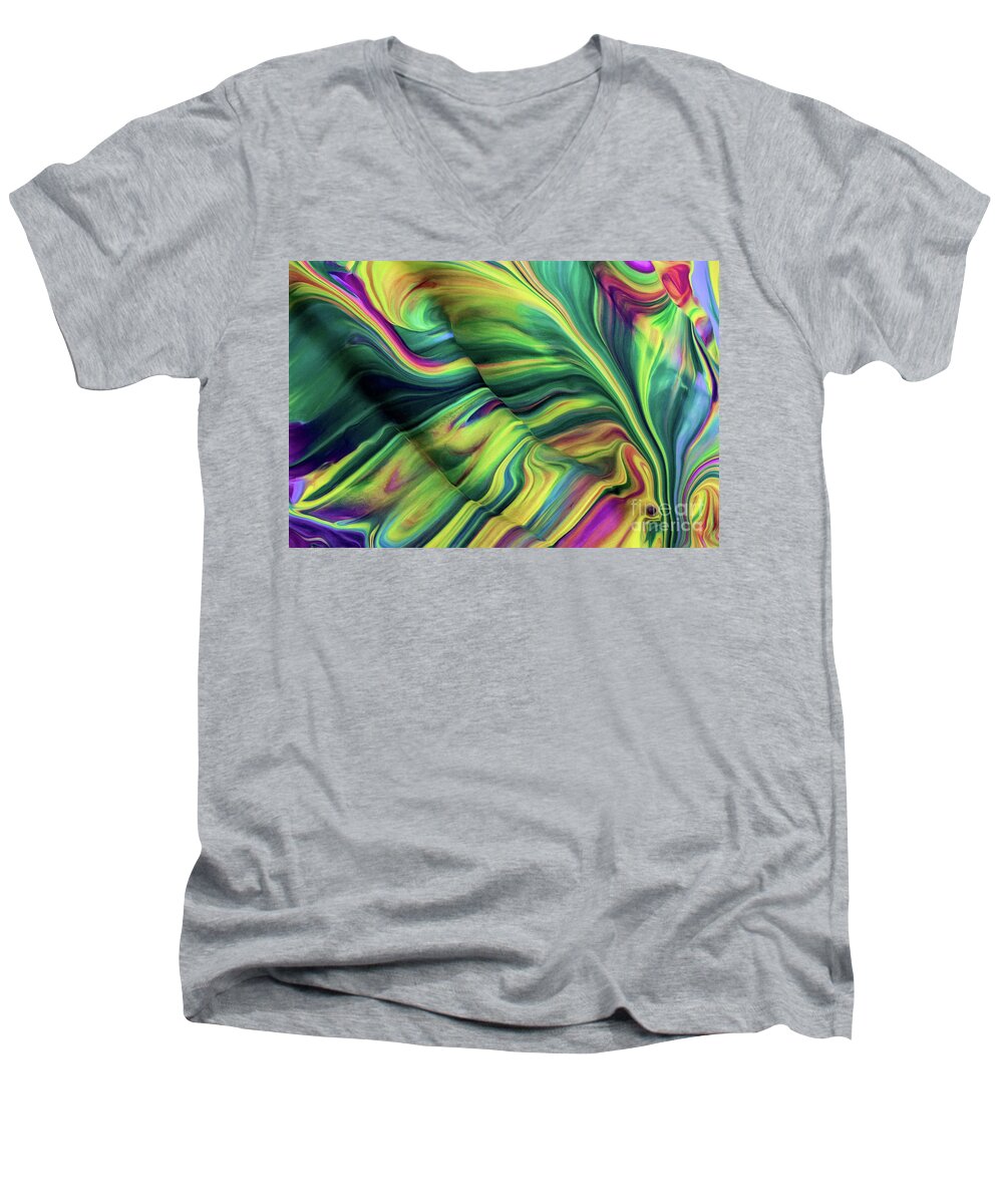 Abstract Men's V-Neck T-Shirt featuring the photograph Aegean Wave by Patti Schulze