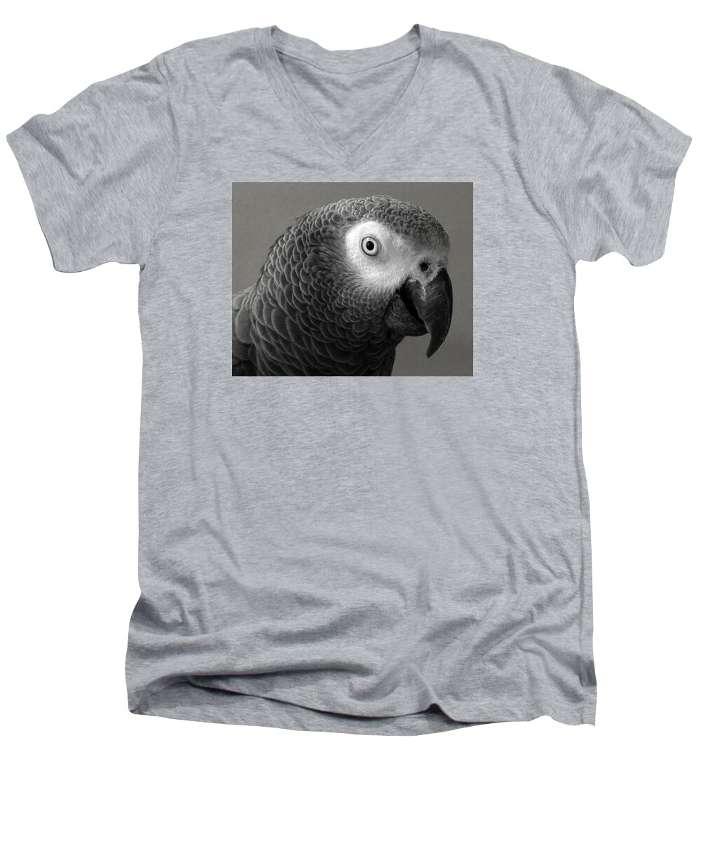 African Gray Men's V-Neck T-Shirt featuring the photograph African Gray by Sandi OReilly