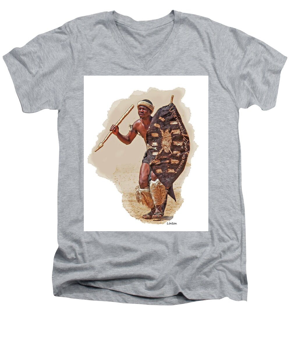 African Tribal Traditions Men's V-Neck T-Shirt featuring the digital art African Tribal Traditions 1 by Larry Linton