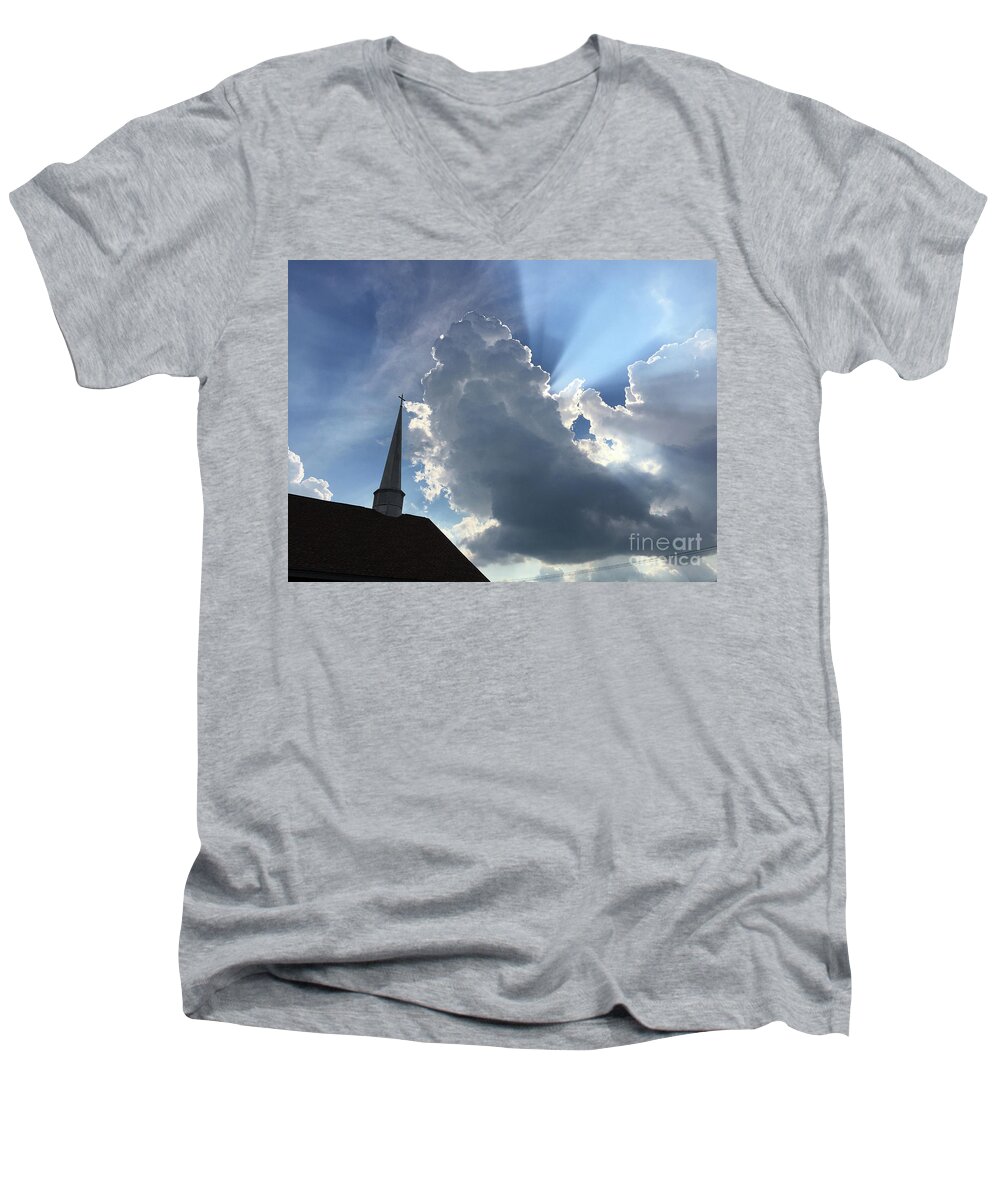 Old Church Men's V-Neck T-Shirt featuring the photograph Afternoon Reminder by Matthew Seufer
