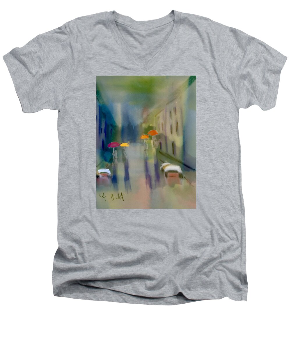  Afternoon Shower In Old San Juan Men's V-Neck T-Shirt featuring the digital art Afternoon Shower In Old San Juan by Frank Bright