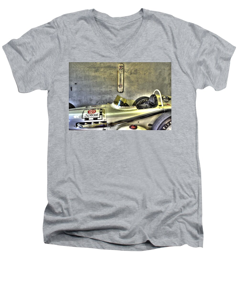 Indy 500 Men's V-Neck T-Shirt featuring the photograph AJ Foyt 1961 Roadster by Josh Williams