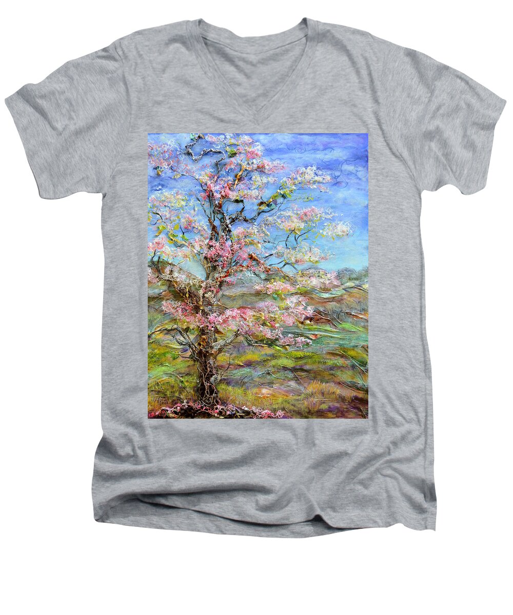 Tree Men's V-Neck T-Shirt featuring the painting Alive by Regina Valluzzi
