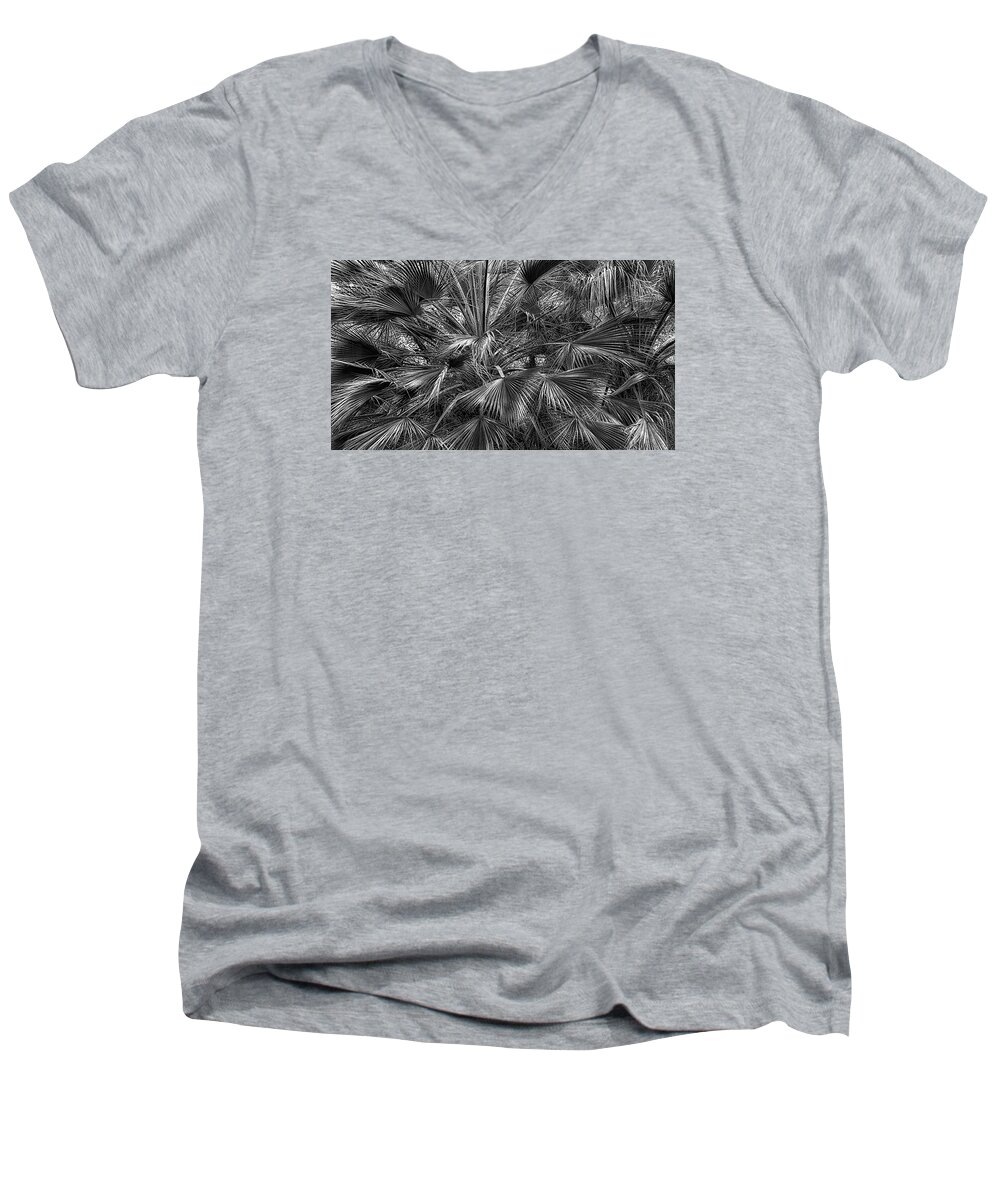Leaves Men's V-Neck T-Shirt featuring the photograph All About Textures by Elaine Malott