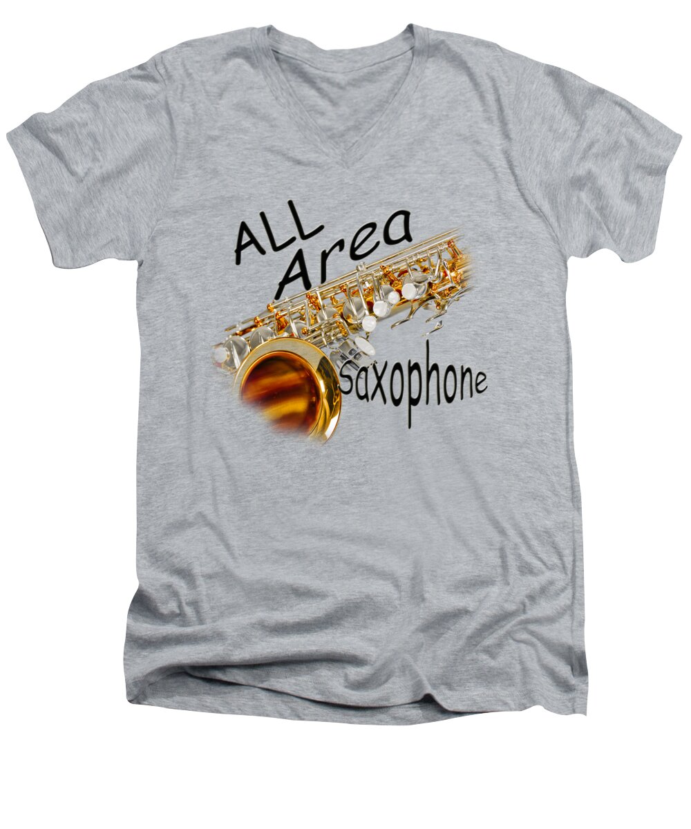 Saxophone Men's V-Neck T-Shirt featuring the photograph All Area Saxophone by M K Miller