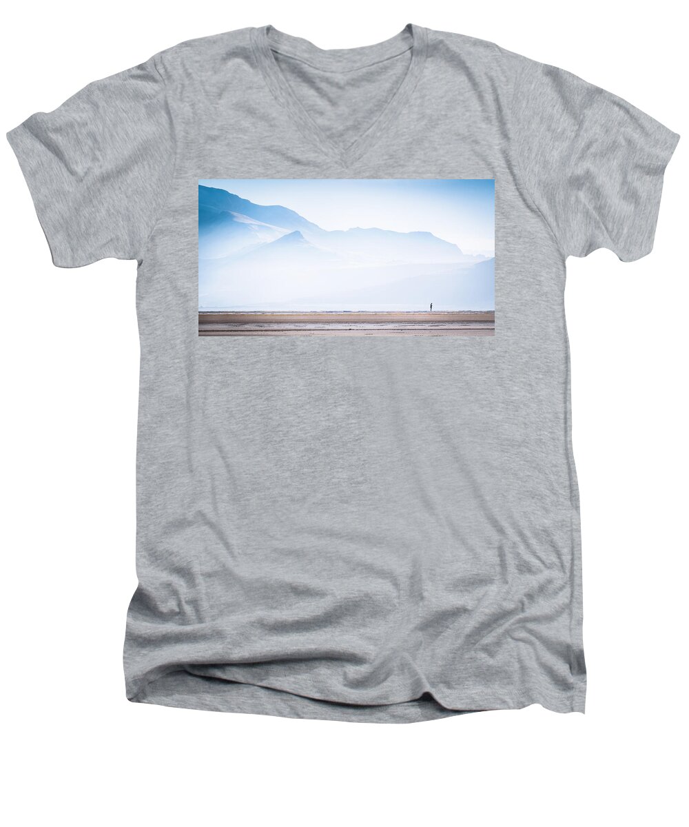 Antelope Island Men's V-Neck T-Shirt featuring the photograph Alone by Dave Koch