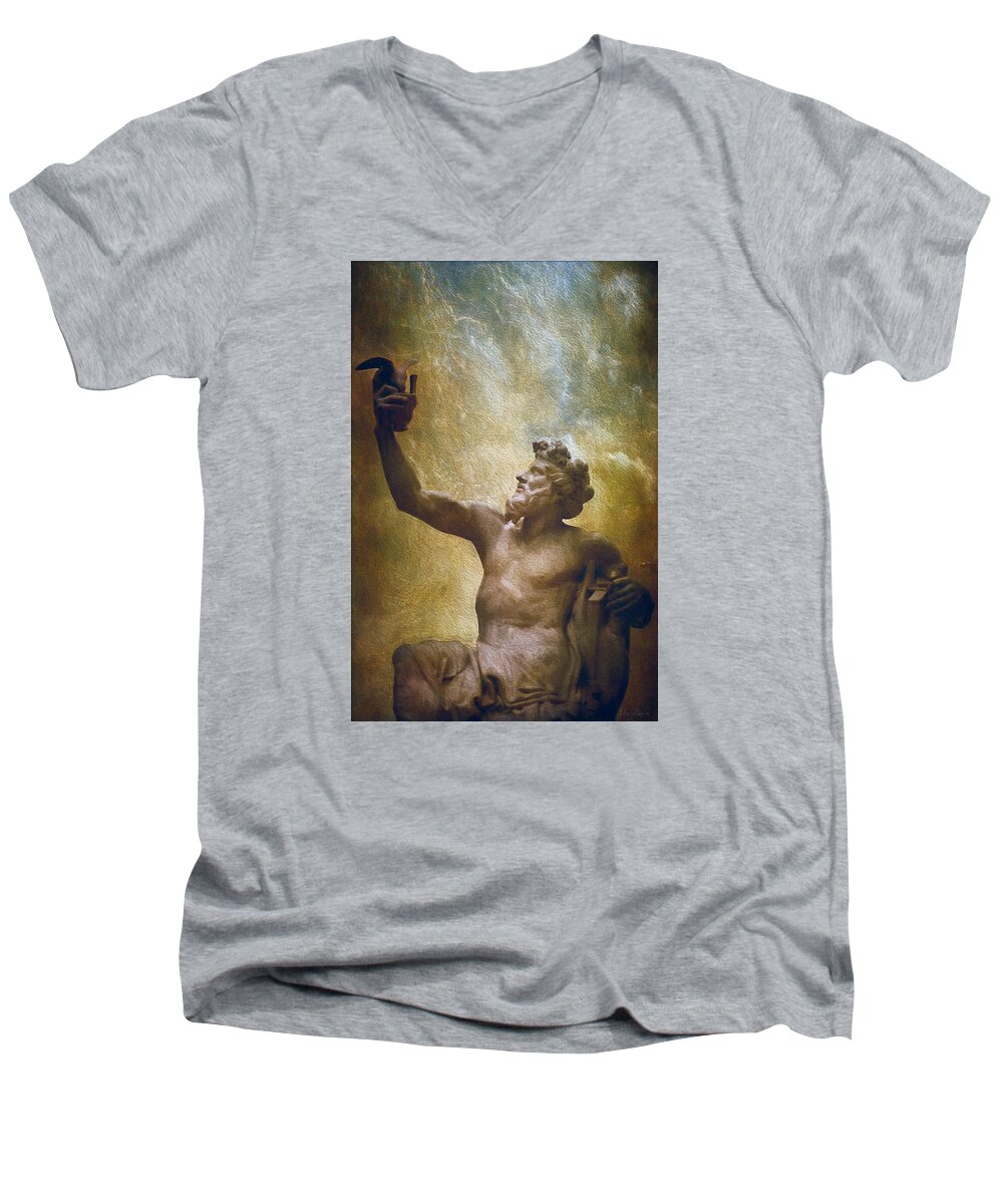 Sculpture Men's V-Neck T-Shirt featuring the photograph Anacreon Sculpture 1851 by John Rivera