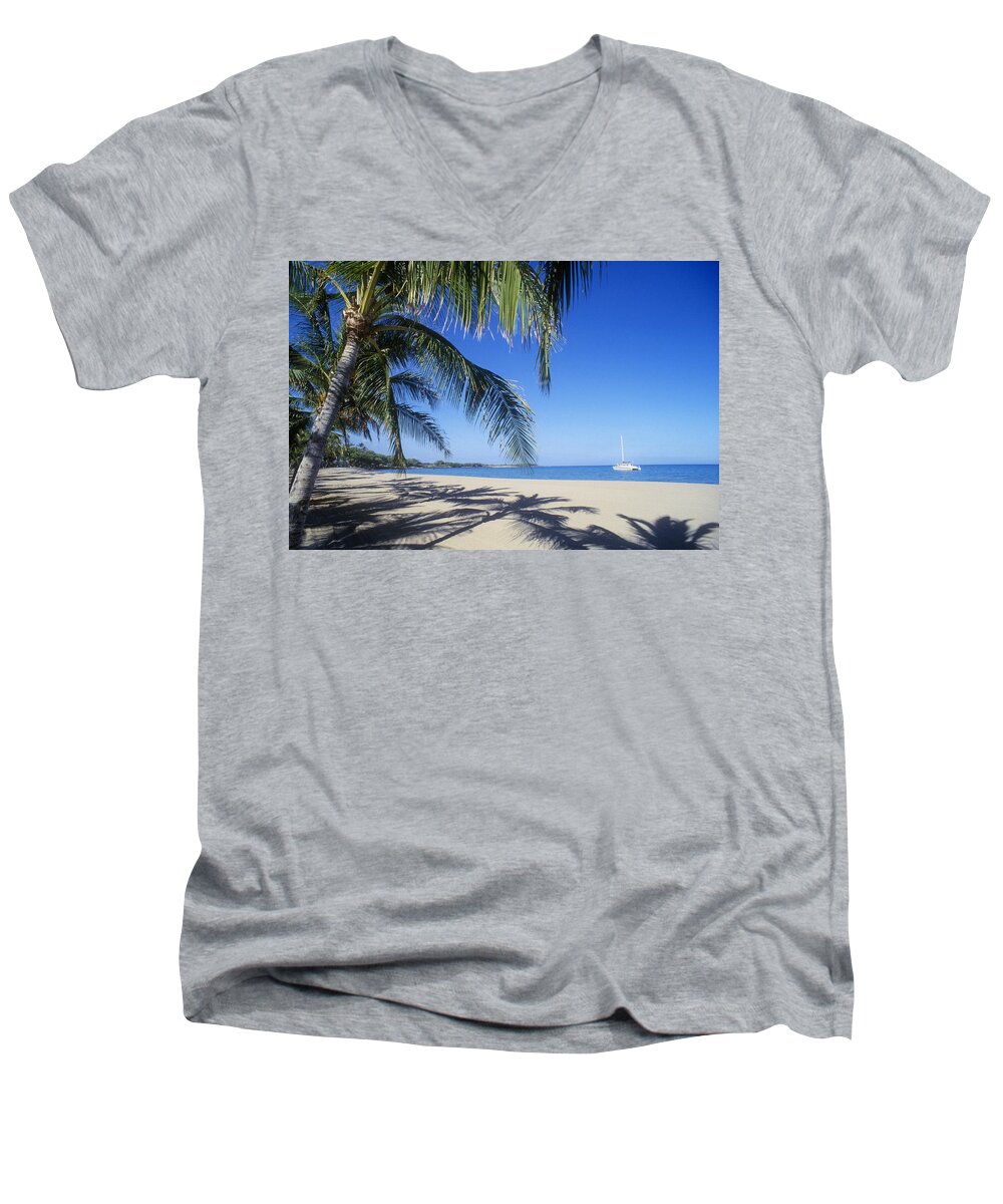 Afternoon Men's V-Neck T-Shirt featuring the photograph Anaehoomalu Bay by Greg Vaughn - Printscapes