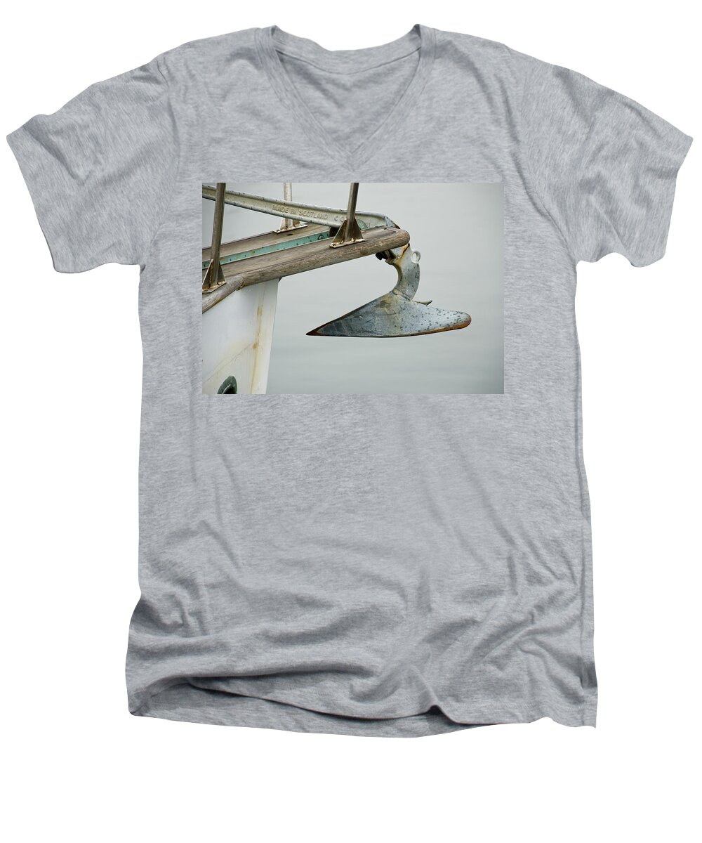 Anchor Men's V-Neck T-Shirt featuring the photograph Sailboat Anchor by Charles Harden