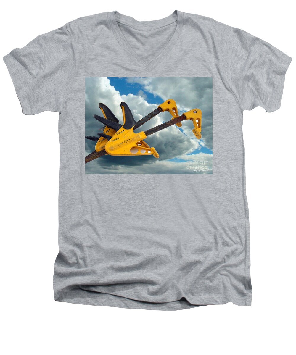 Angry Birds Clamps Men's V-Neck T-Shirt featuring the digital art Angry Birds Clamps by Lyric Lucas