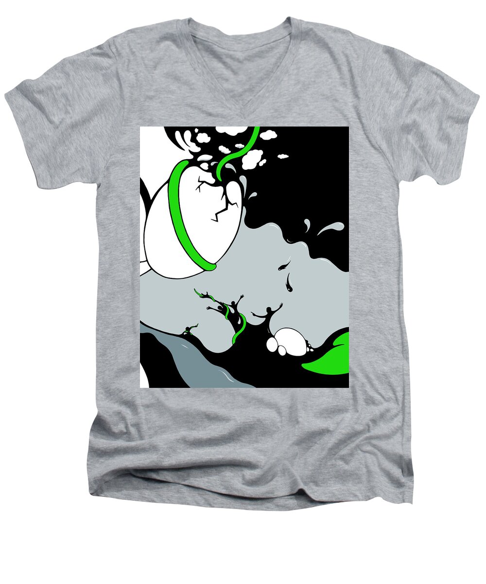 Climate Change Men's V-Neck T-Shirt featuring the drawing Antagonist by Craig Tilley