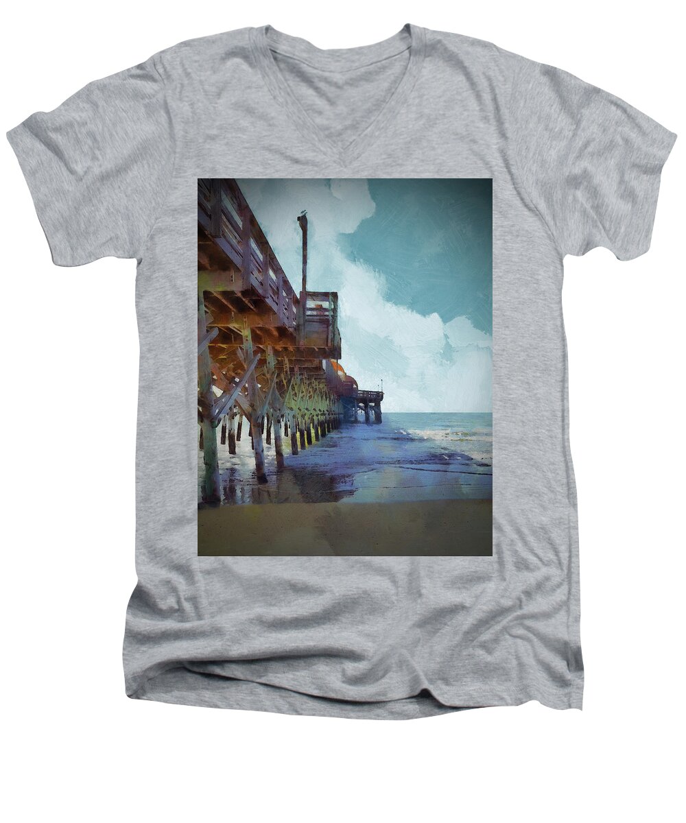 Cedric Hampton Men's V-Neck T-Shirt featuring the photograph Apache Pier by Cedric Hampton