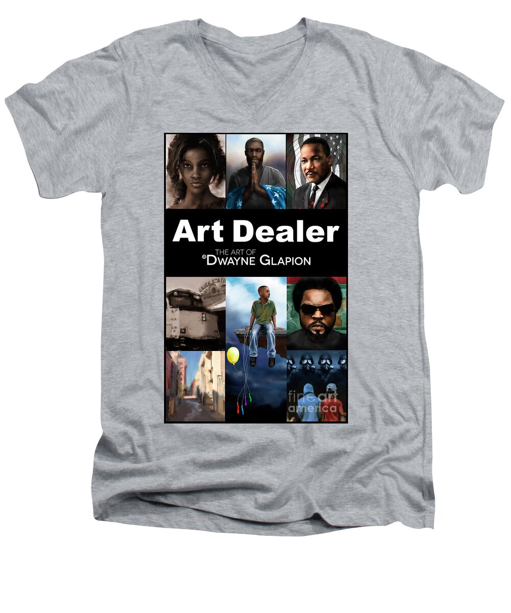  Men's V-Neck T-Shirt featuring the digital art Art Dealer Promo 1 by Dwayne Glapion