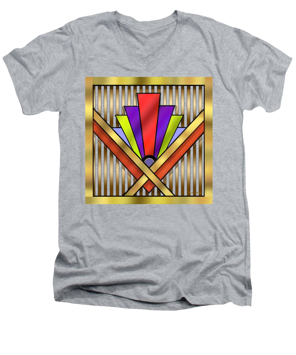 Art Deco 16 Transparent Men's V-Neck T-Shirt featuring the digital art Art Deco 16 Transparent by Chuck Staley