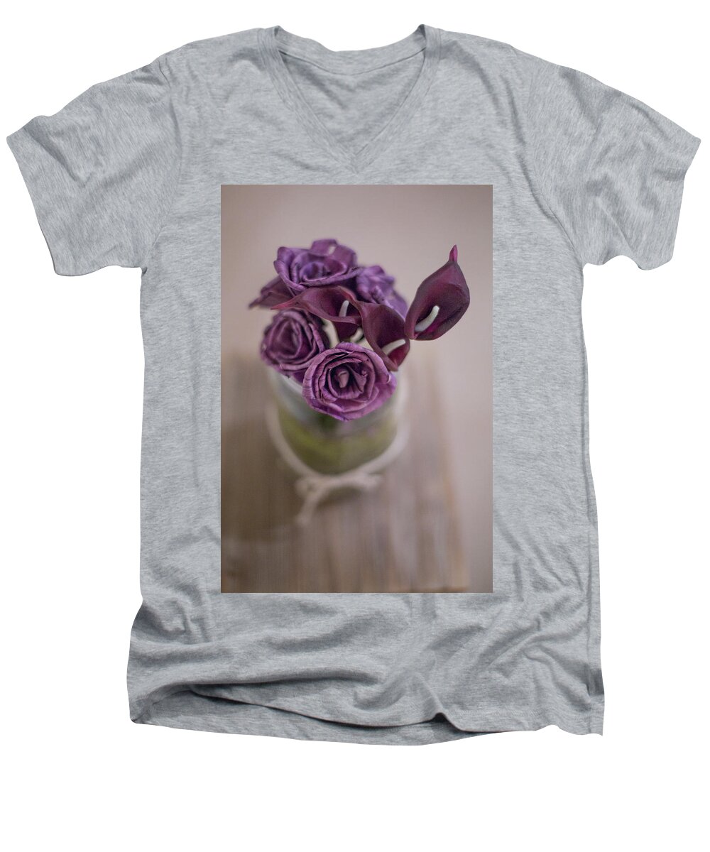 Flowers Men's V-Neck T-Shirt featuring the photograph Art of Simplicity by Elvira Pinkhas