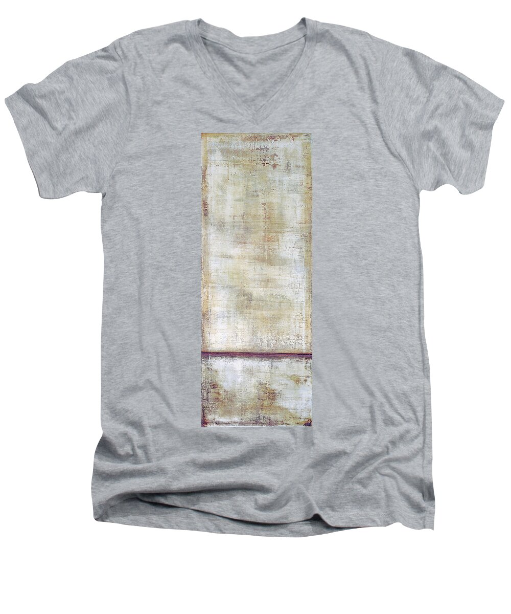 Abstract Prints Men's V-Neck T-Shirt featuring the painting Art Print Whitewall 1 by Harry Gruenert