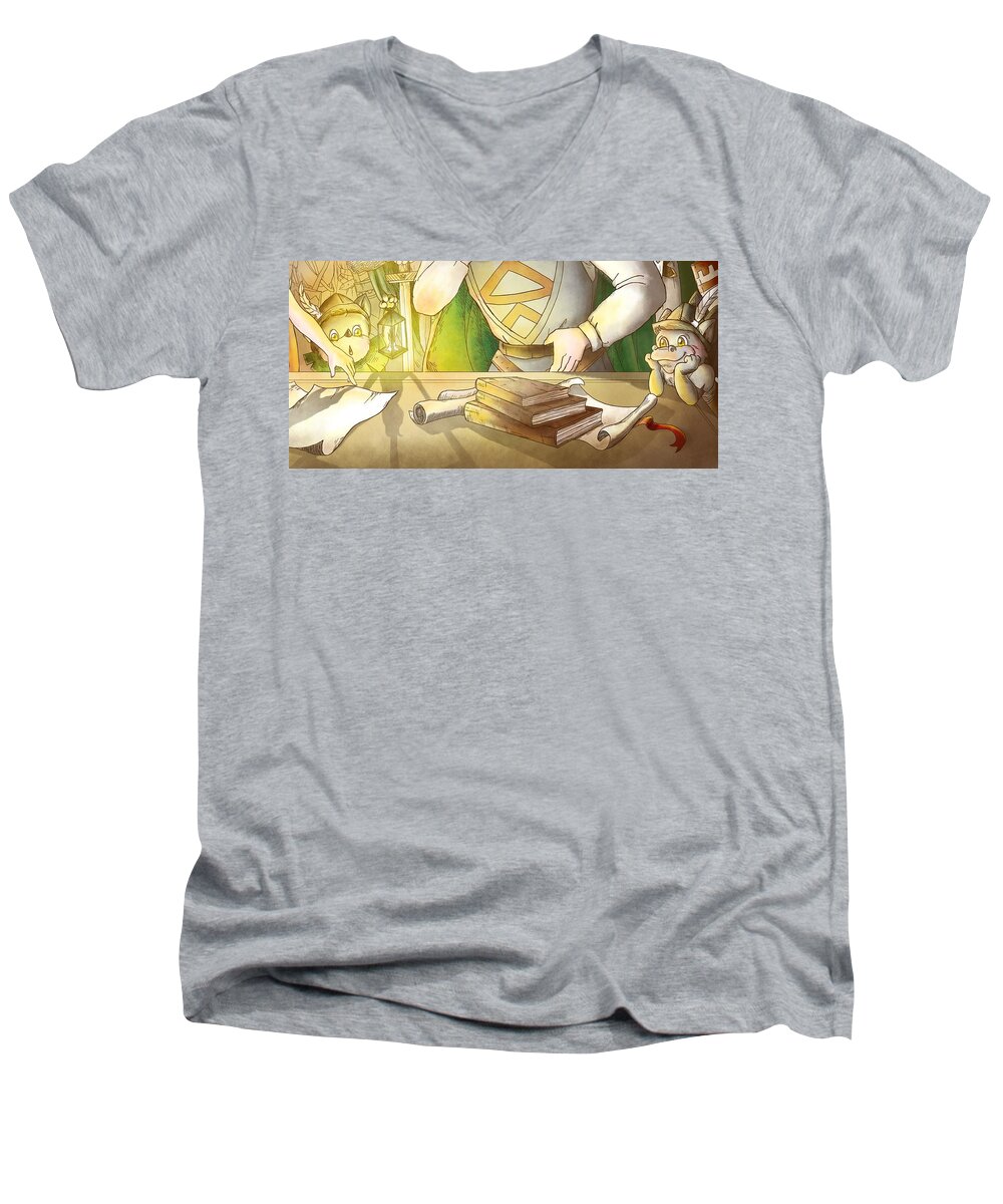 Robin Hood Men's V-Neck T-Shirt featuring the painting Articles of the Barons 2 by Reynold Jay