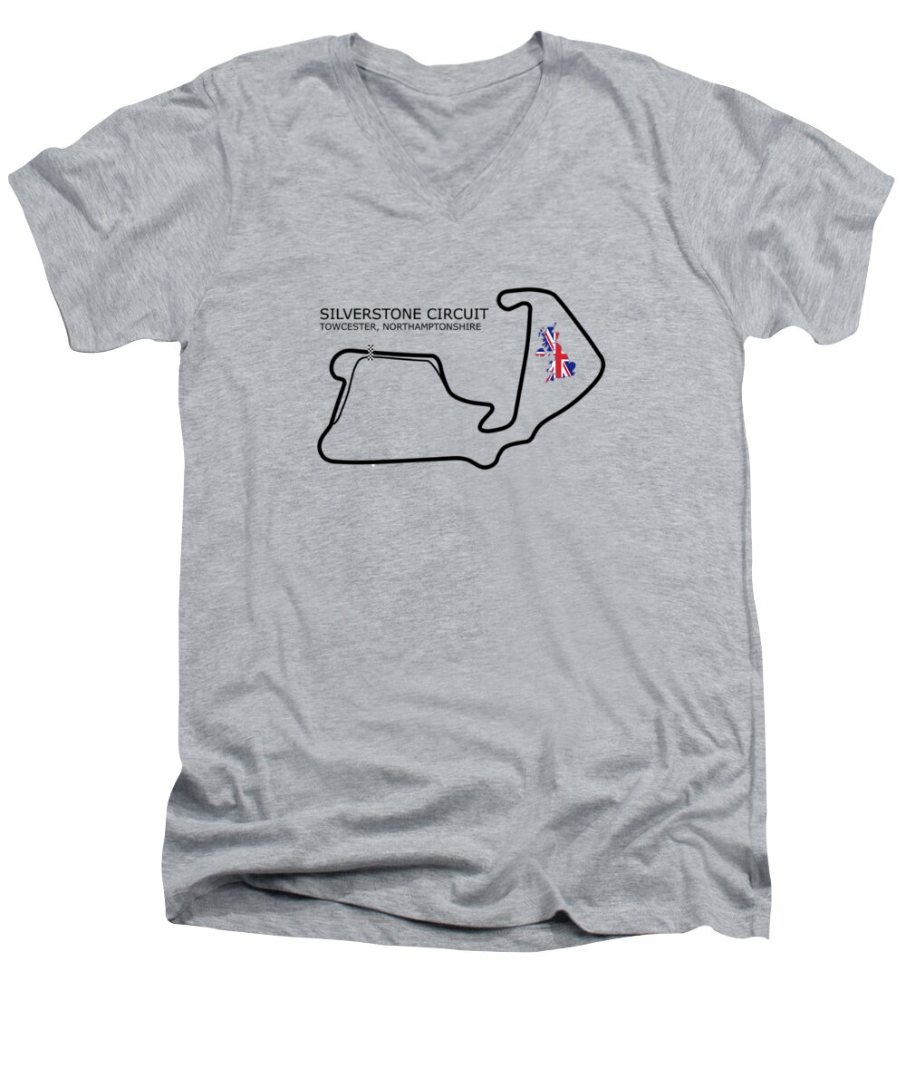 Silverstone Men's V-Neck T-Shirt featuring the photograph Silverstone Circuit by Mark Rogan
