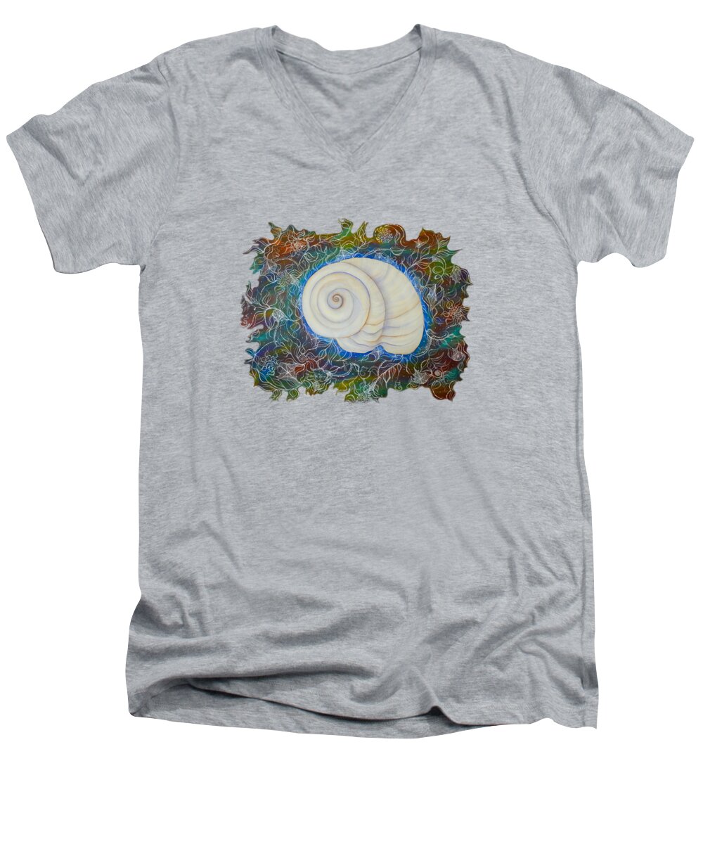 Moonsnail Men's V-Neck T-Shirt featuring the painting Moonsnail Lace by Deborha Kerr