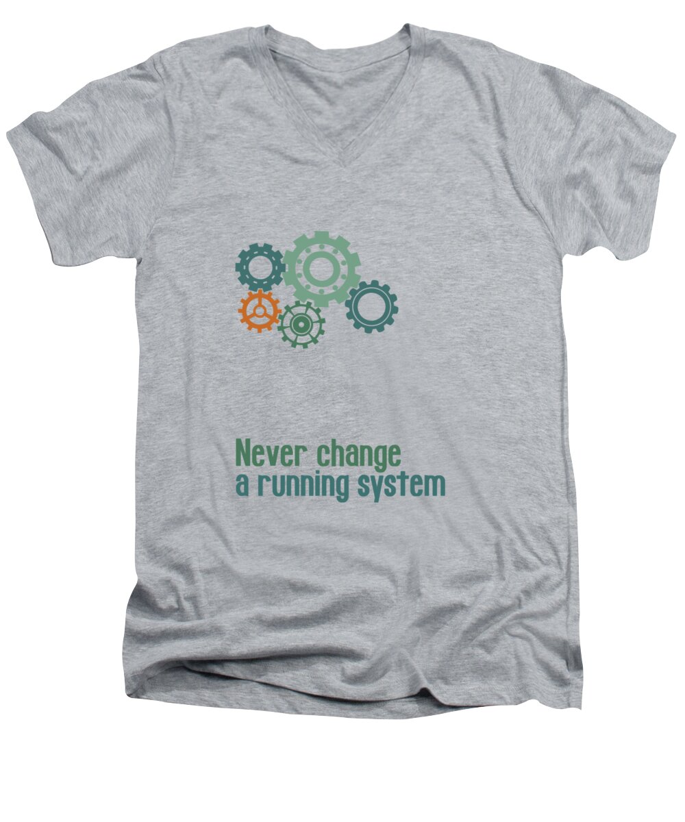 Fine Men's V-Neck T-Shirt featuring the digital art Never Change a Running System by Jutta Maria Pusl