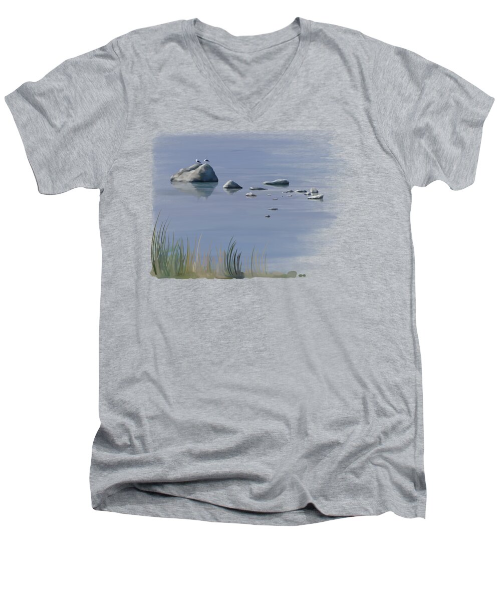 Seagulls Men's V-Neck T-Shirt featuring the painting Gull Siesta by Ivana Westin