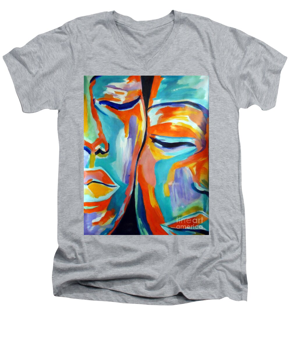 Affordable Original Paintings Men's V-Neck T-Shirt featuring the painting At rest by Helena Wierzbicki