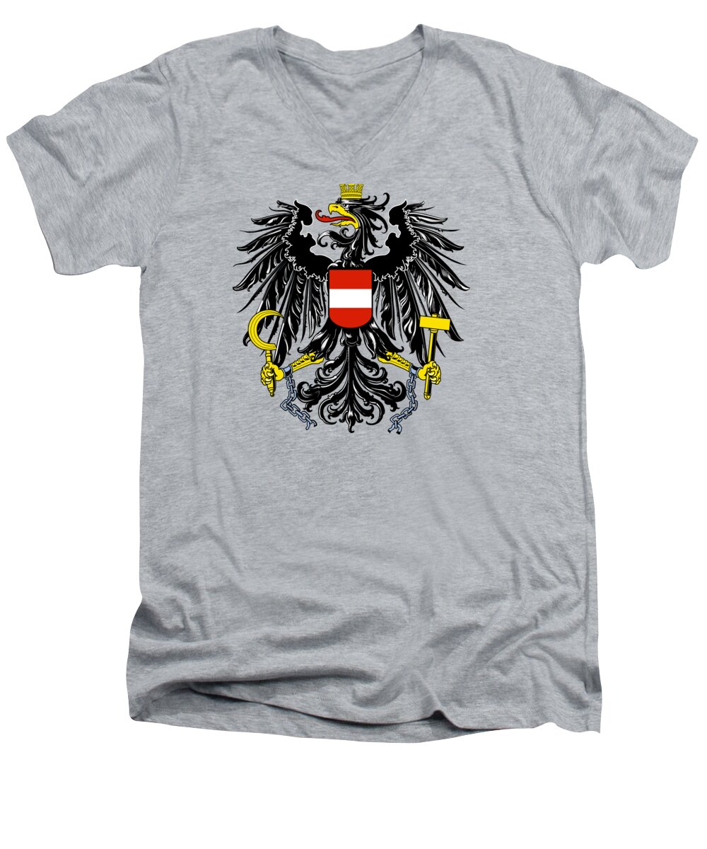 Austria Men's V-Neck T-Shirt featuring the drawing Austria Coat of Arms by Movie Poster Prints