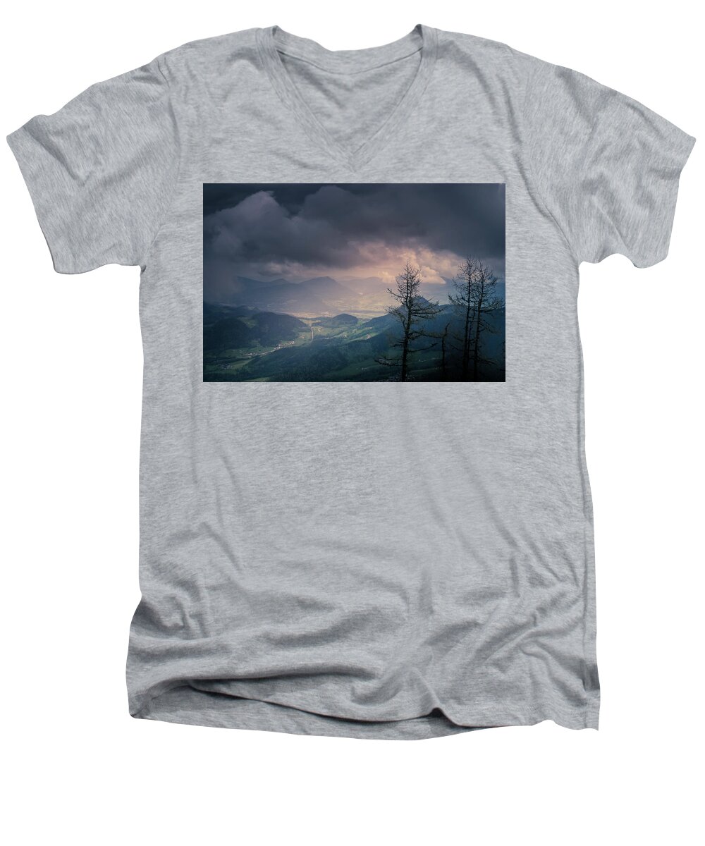 Austria Men's V-Neck T-Shirt featuring the photograph Austrian Alps by Allin Sorenson