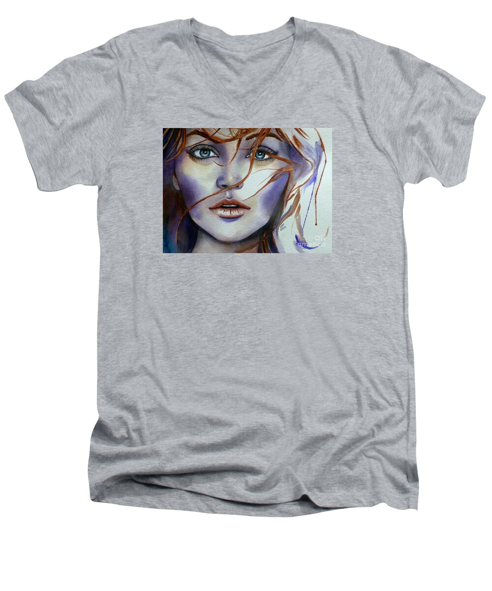 Woman Men's V-Neck T-Shirt featuring the painting Perfect Imperfection by Michal Madison