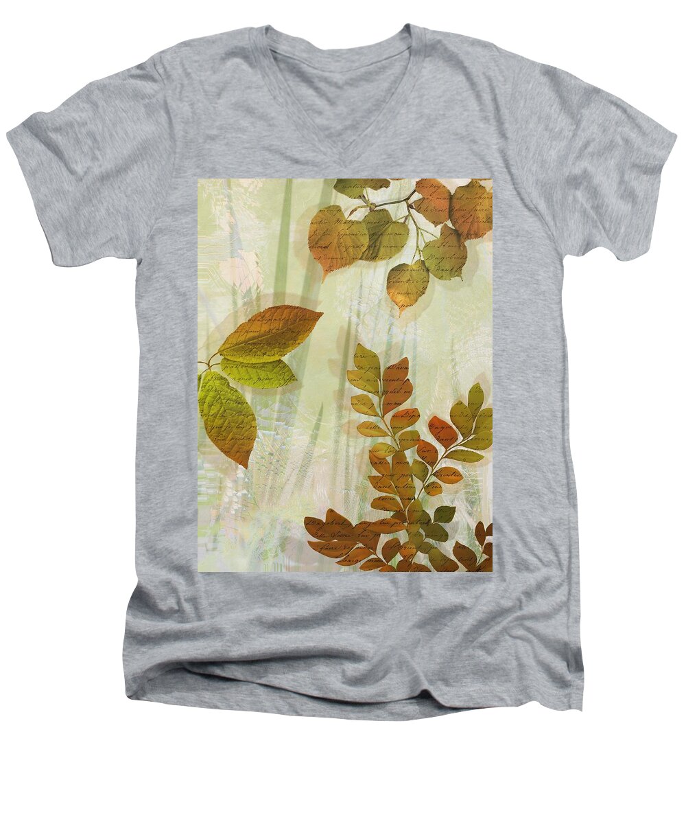 Autumn Men's V-Neck T-Shirt featuring the digital art Autumn Leaves-1 by Nina Bradica