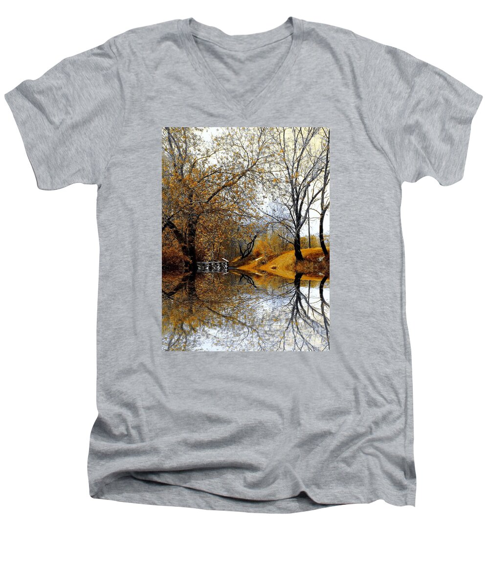 Trees Men's V-Neck T-Shirt featuring the photograph Autumnal by Elfriede Fulda