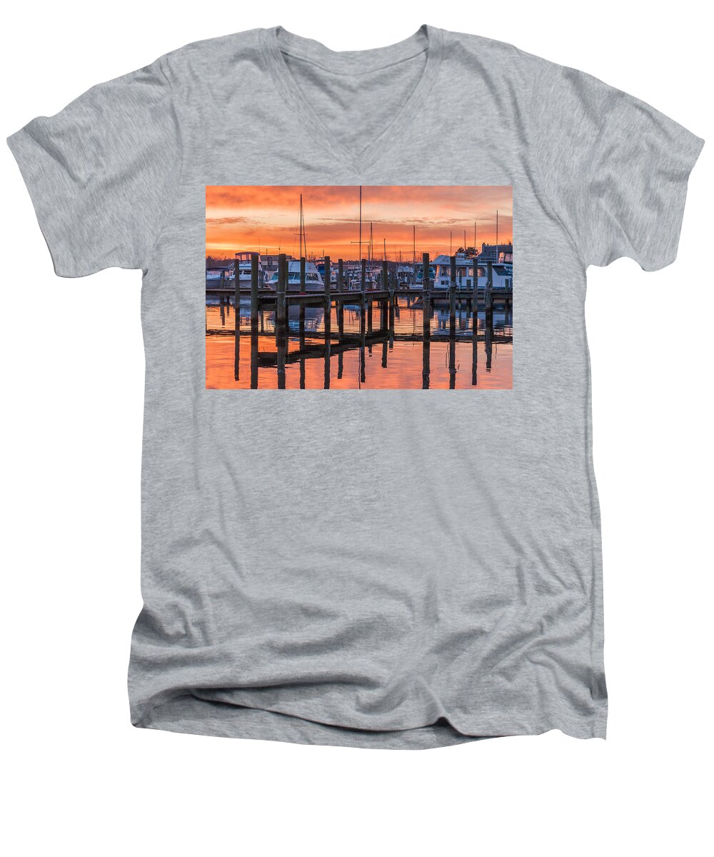 Toms River Men's V-Neck T-Shirt featuring the photograph Autumnal Sky by Kristopher Schoenleber