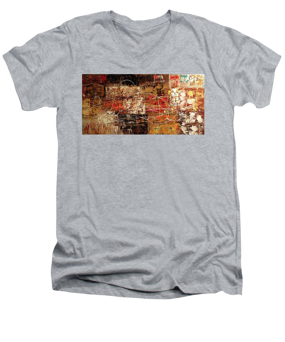 Abstract Art Men's V-Neck T-Shirt featuring the painting Avant Garde by Carmen Guedez