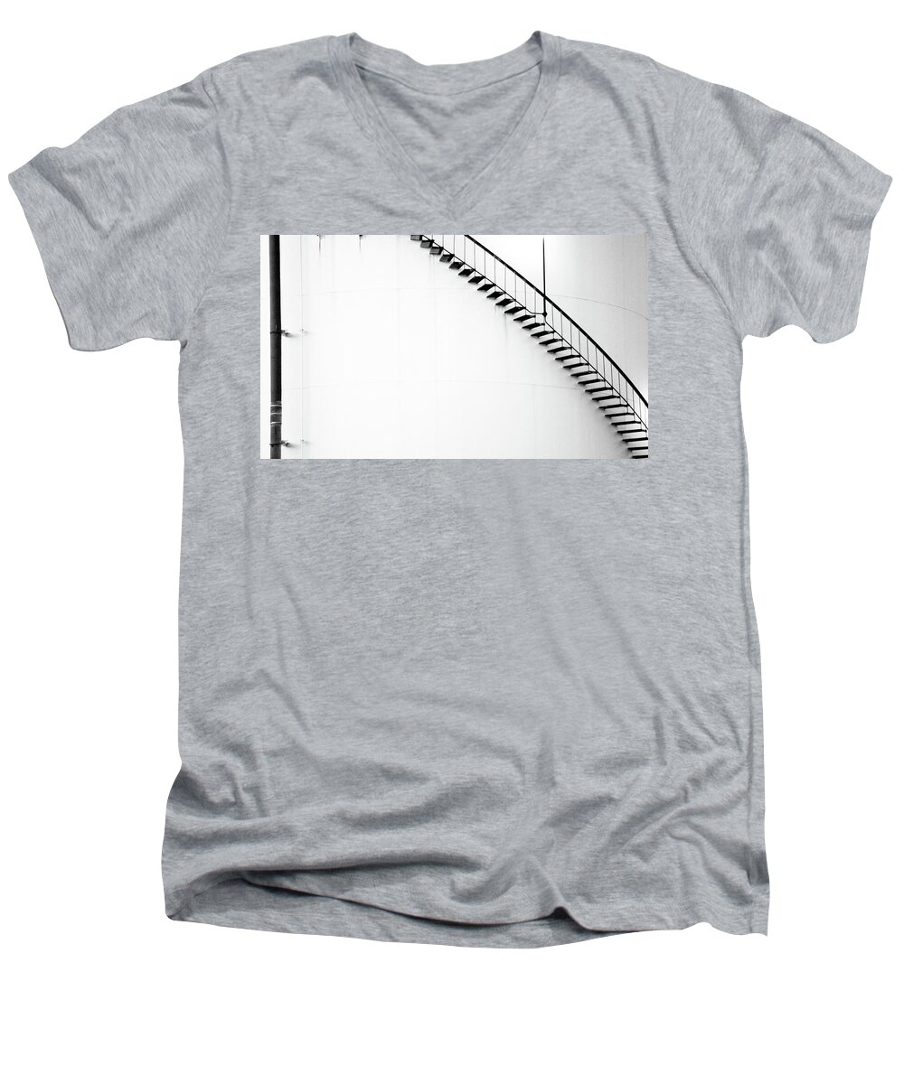 Cleveland Men's V-Neck T-Shirt featuring the photograph B and W Stairs by Stewart Helberg