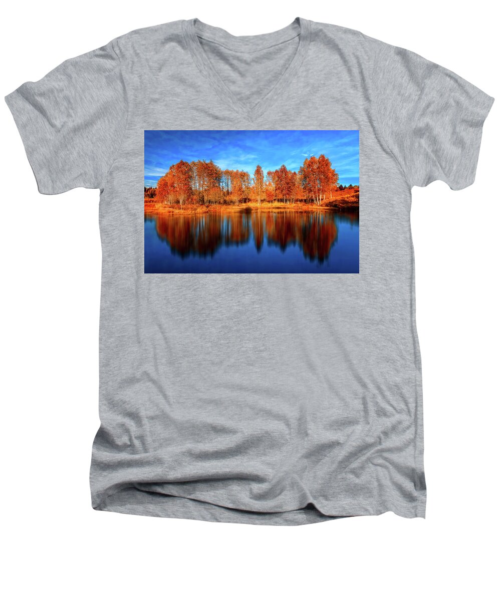 Landscape Men's V-Neck T-Shirt featuring the photograph Back From The Edge by Philippe Sainte-Laudy