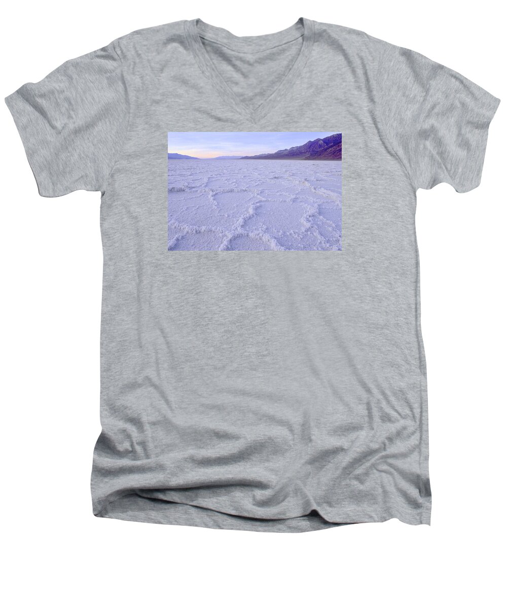 Scenic Men's V-Neck T-Shirt featuring the photograph Badwater by Doug Davidson