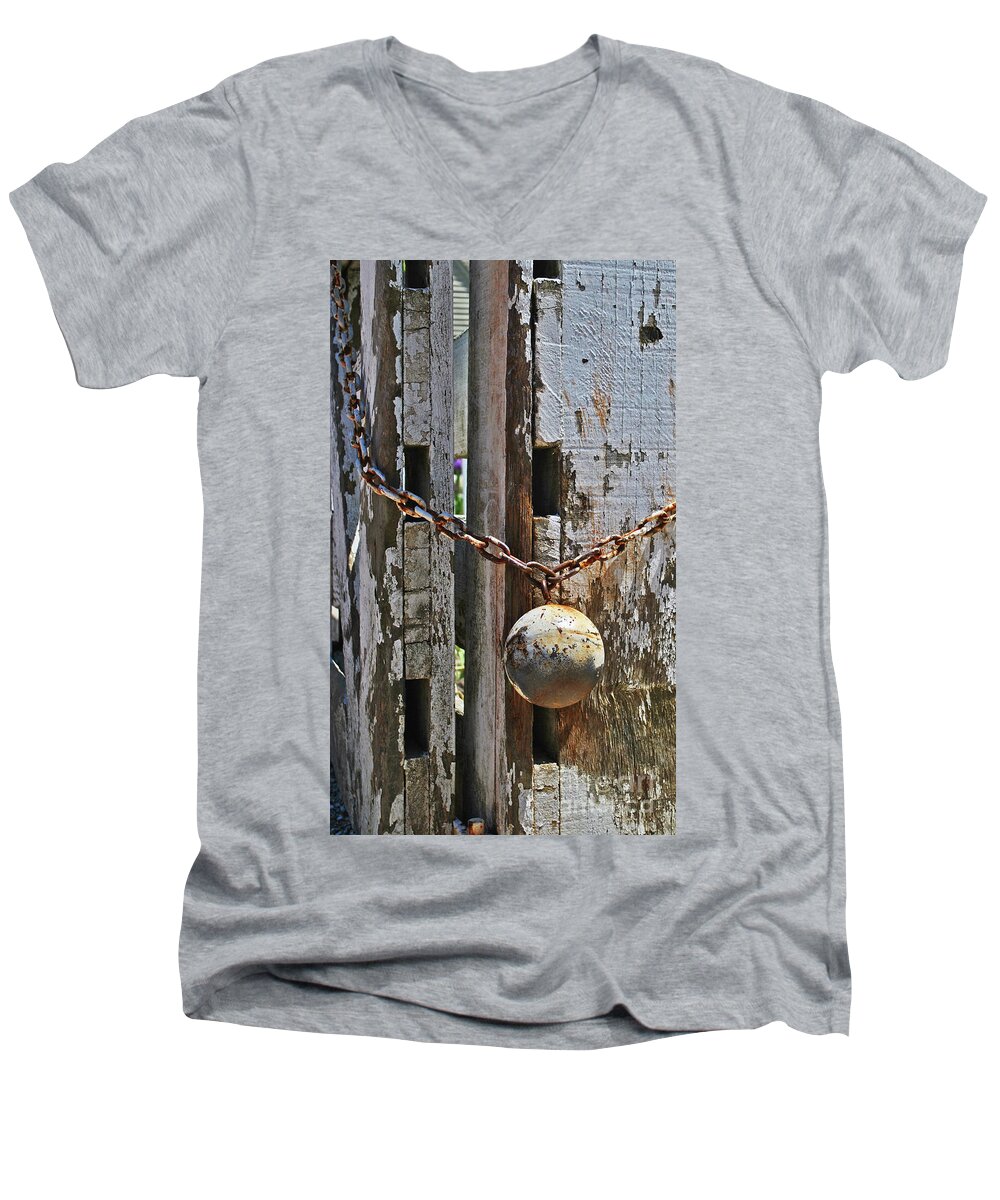 Ball Men's V-Neck T-Shirt featuring the photograph Ball and Chain by George D Gordon III
