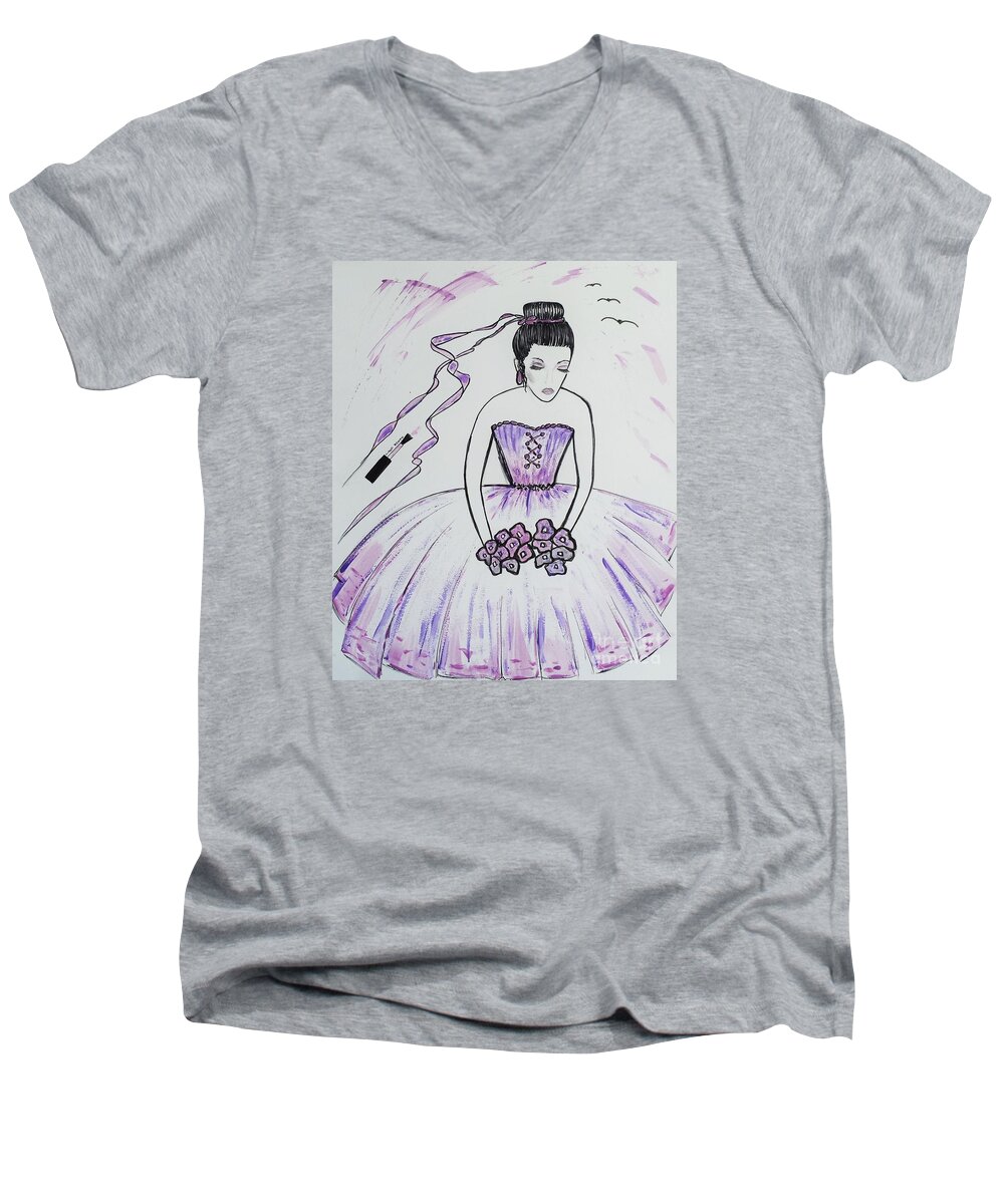 Ballerina Men's V-Neck T-Shirt featuring the photograph Ballerina Bride by Jasna Gopic