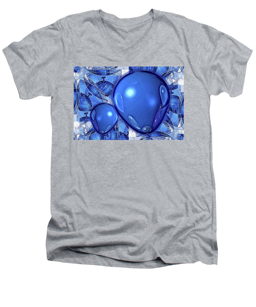 Distortion Men's V-Neck T-Shirt featuring the digital art Balloons by Ron Bissett
