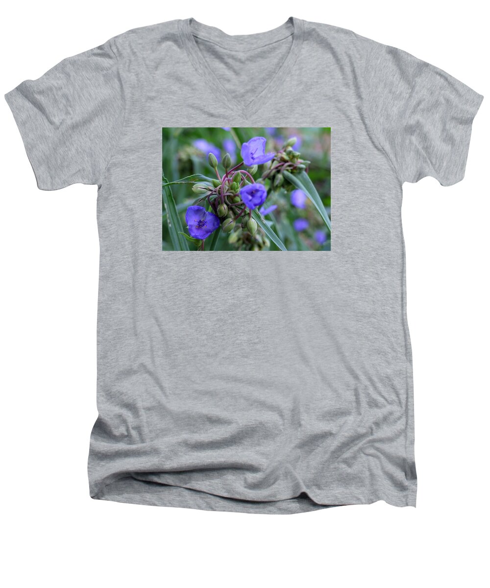 Macro Men's V-Neck T-Shirt featuring the photograph Balmy Blue by Michiale Schneider