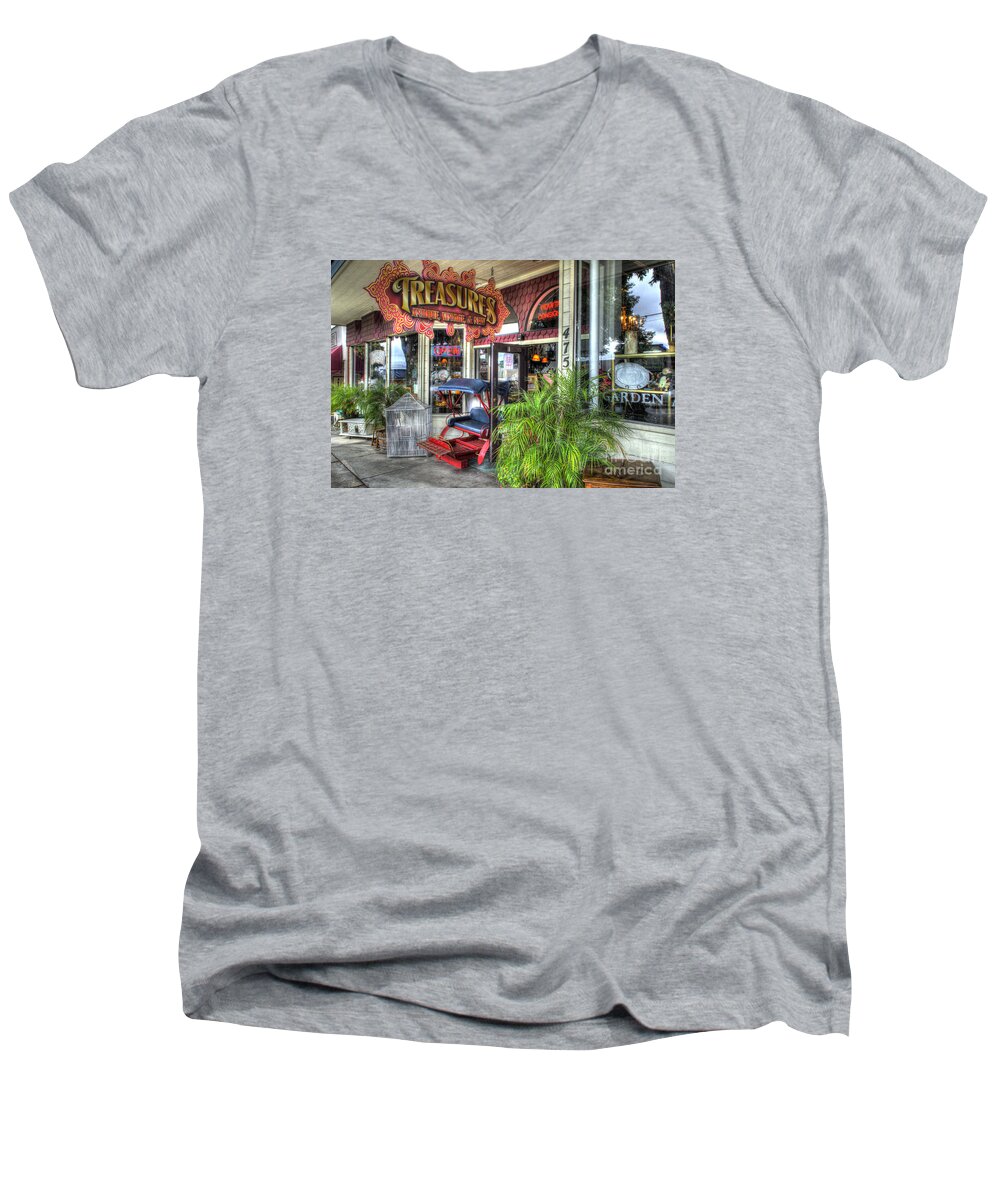 Hdr Process Men's V-Neck T-Shirt featuring the photograph Baytown Treasures by Mathias 