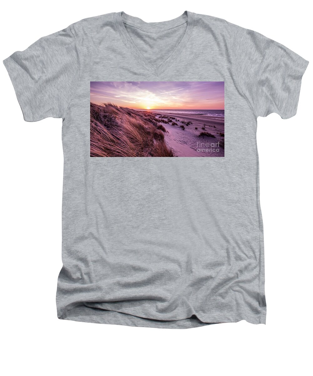 Beach Men's V-Neck T-Shirt featuring the photograph Beach of Renesse by Daniel Heine