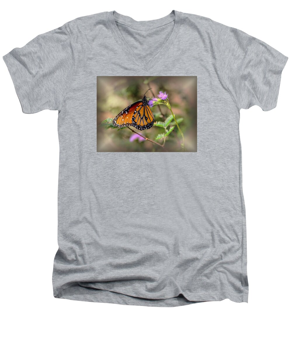 Butterfly Men's V-Neck T-Shirt featuring the photograph Beautiful Butterfly by Elaine Malott
