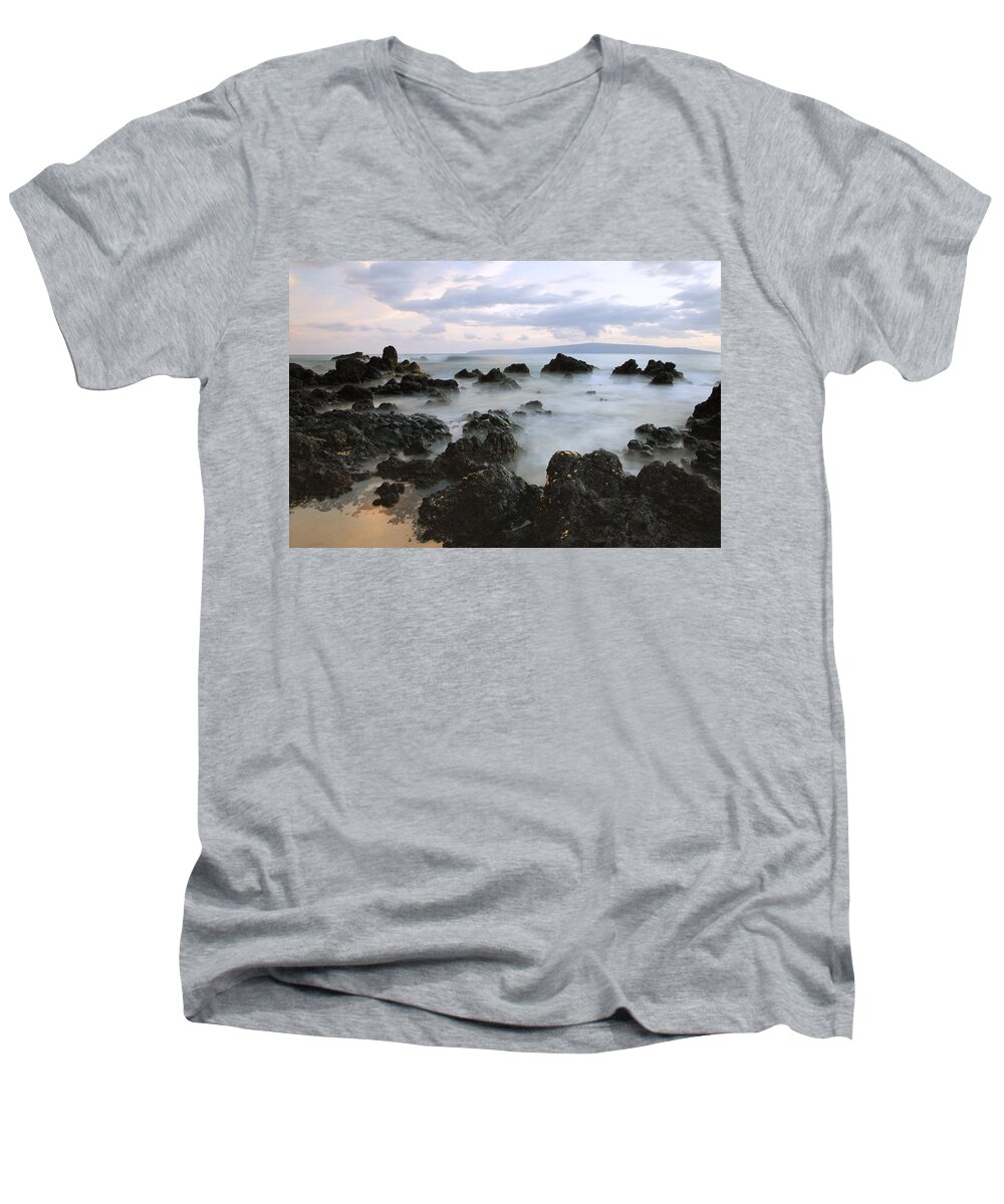 Artistic Men's V-Neck T-Shirt featuring the photograph Beautiful Makena Coast by Jenna Szerlag