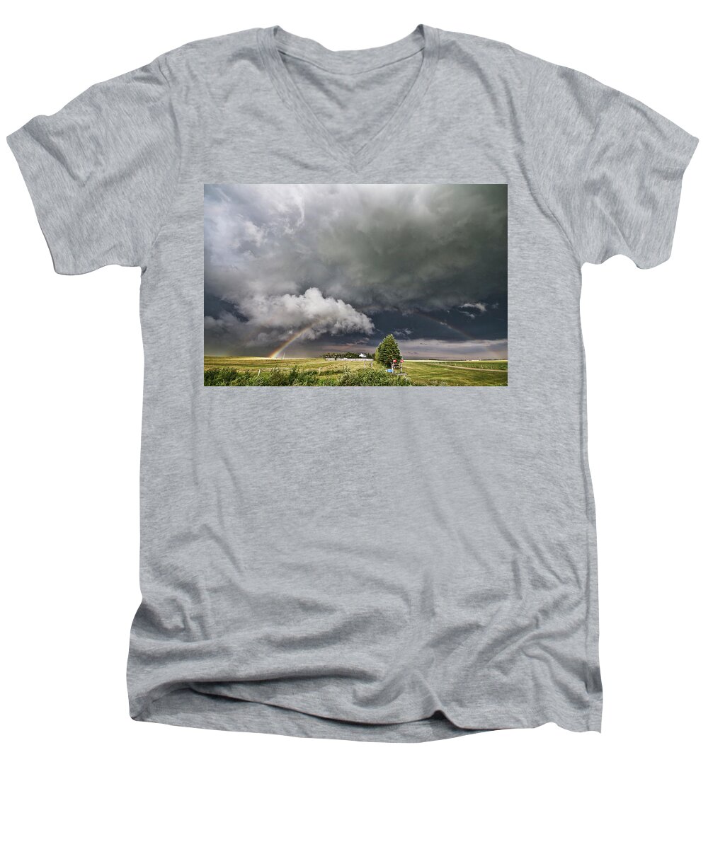 Rainbow Men's V-Neck T-Shirt featuring the photograph Beauty within Darkness by Ryan Crouse