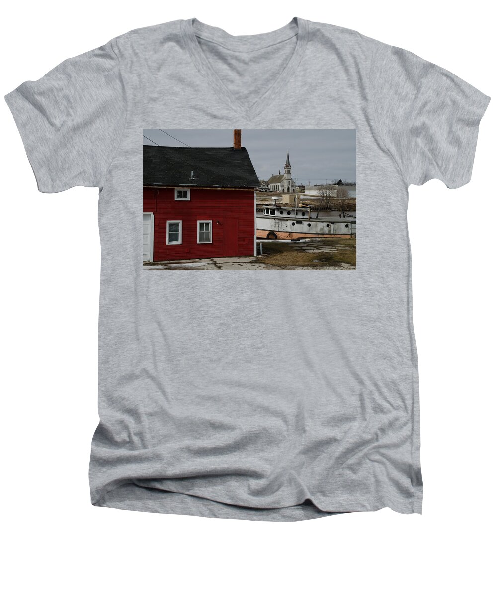 Reminisce Men's V-Neck T-Shirt featuring the photograph Becoming A Part Of A By-gone Era by Janice Adomeit