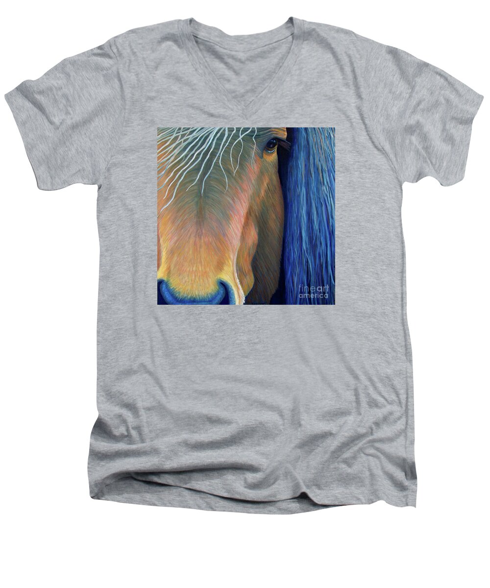 Horse Men's V-Neck T-Shirt featuring the painting Before Sundown by Brian Commerford