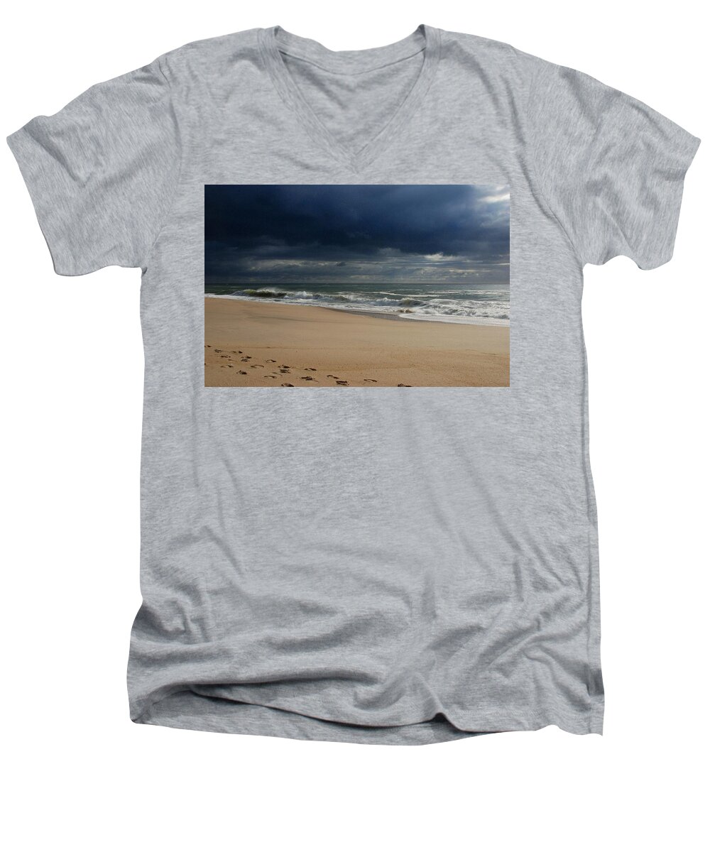 Jersey Shore Men's V-Neck T-Shirt featuring the photograph Believe - Jersey Shore by Angie Tirado